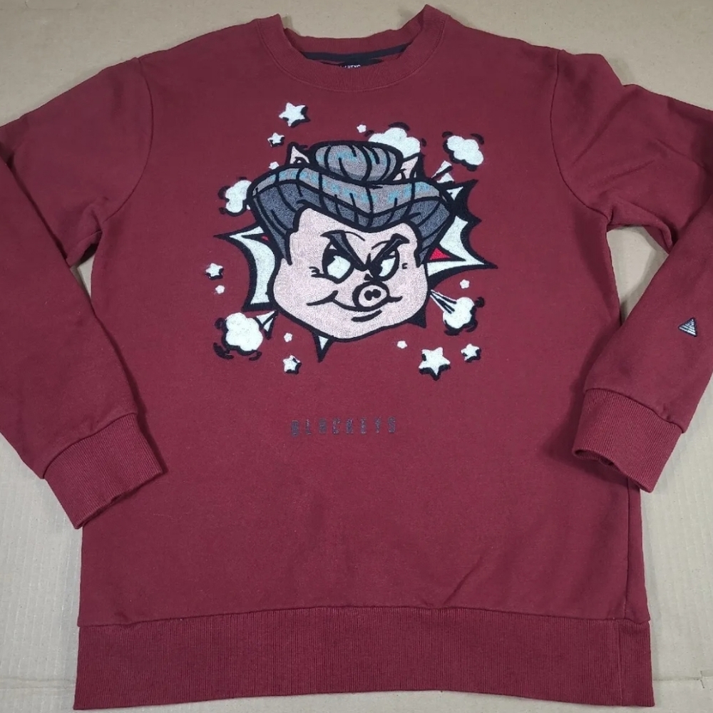 The Black Keys Sumo Pig Maroon Angry Pig Crewneck Sweatshirt‎ Porky